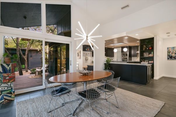 Dining room, Interior, Kitchen, Pendant Lights, Recessed Lighting, Stainless Steel Appliances