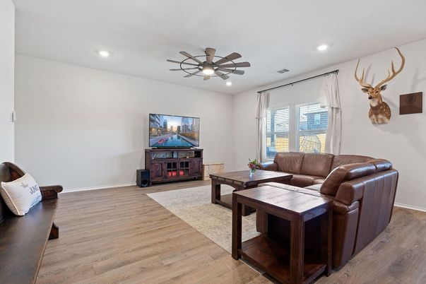 Interior, Living room, Recessed Lighting, Wood Texture Flooring