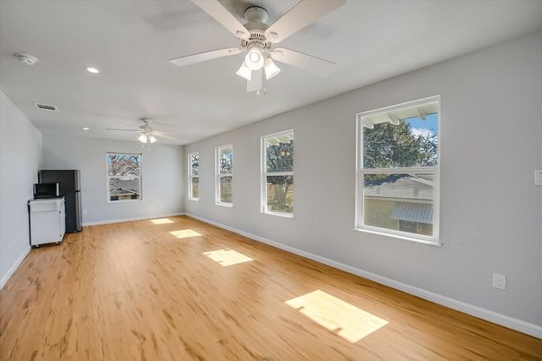 Empty room, Interior, Recessed Lighting, Wood Texture Flooring