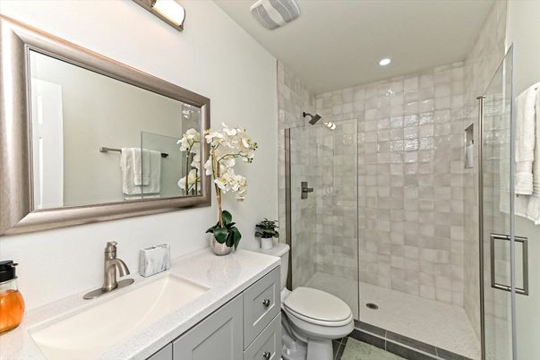 Bathroom, Glass Shower, Interior, Recessed Lighting
