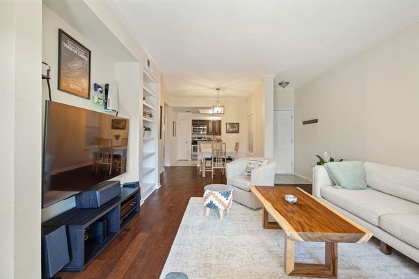 Dining room, Interior, Kitchen, Living room, Pendant Lights, Stainless Steel Appliances, Wood Texture Flooring