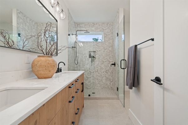 Bathroom, Dual Sink Vanities, Glass Shower, Interior