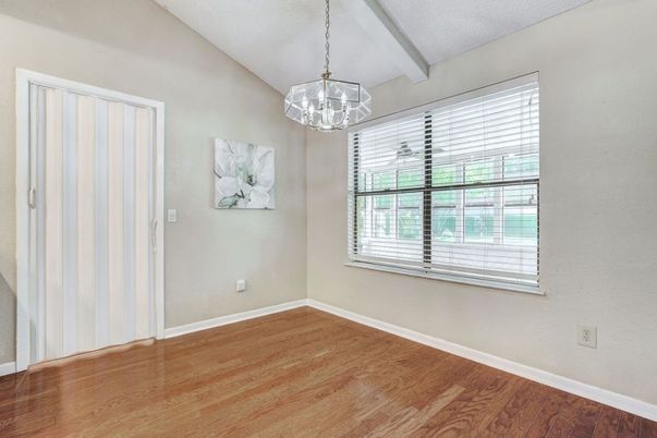 Empty room, Interior, Pendant Lights, Wood Texture Flooring