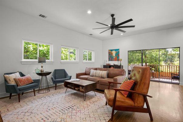 Interior, Living room, Recessed Lighting, Wood Texture Flooring