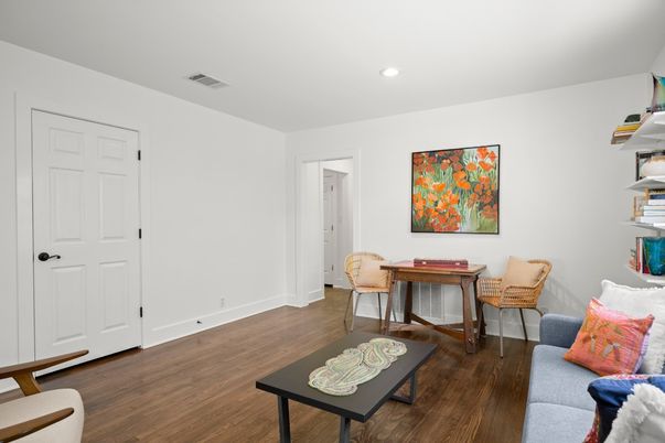 Home Office, Interior, Recessed Lighting, Wood Texture Flooring