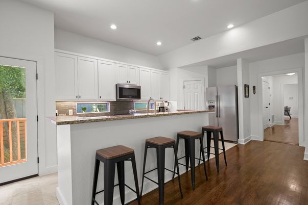 Interior, Kitchen, Recessed Lighting, Wood Texture Flooring
