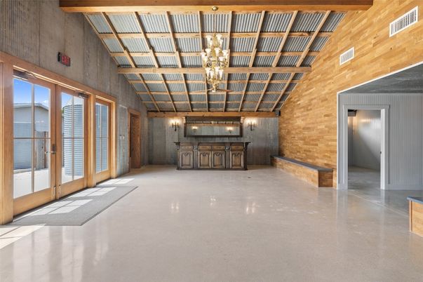 Chandelier, Empty room, Interior, Stone Walls, Wooden Beams, Wooden Walls