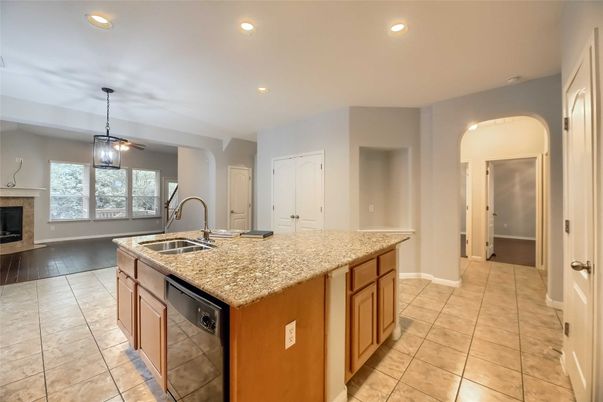Fireplace, Interior, Kitchen, Pendant Lights, Recessed Lighting