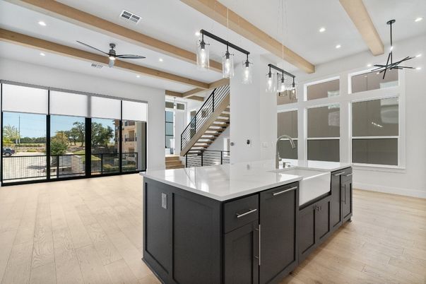 Interior, Pendant Lights, Recessed Lighting, Wooden Beams, Wood Texture Flooring