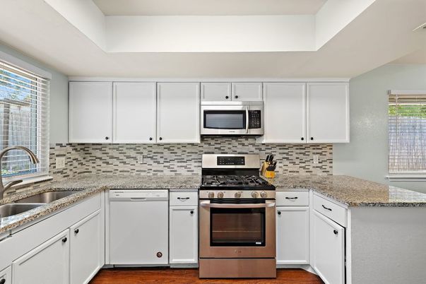 Interior, Kitchen, Stainless Steel Appliances, Wood Texture Flooring