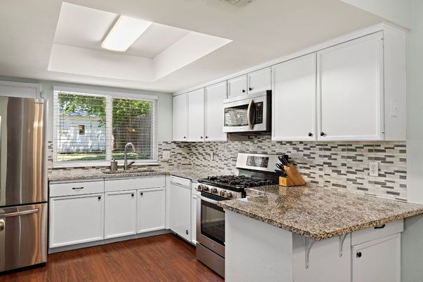 Interior, Kitchen, Stainless Steel Appliances, Wood Texture Flooring