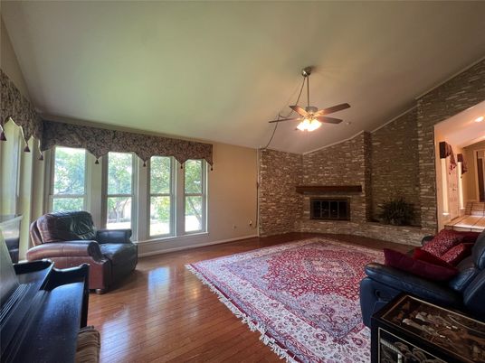 Fireplace, Interior, Living room, Stone Walls, Wood Texture Flooring