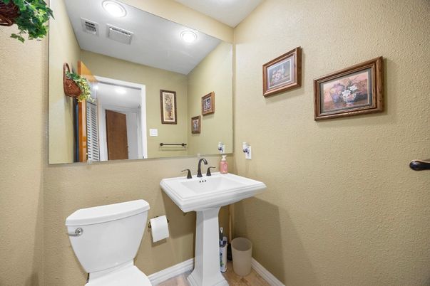 Bathroom, Interior, Recessed Lighting, Wood Texture Flooring