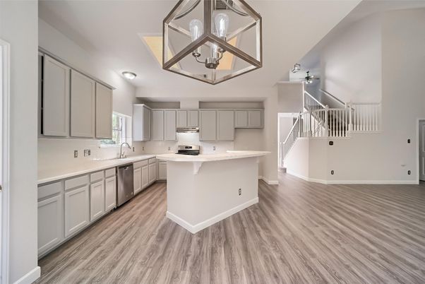 Interior, Kitchen, Stainless Steel Appliances, Wood Texture Flooring