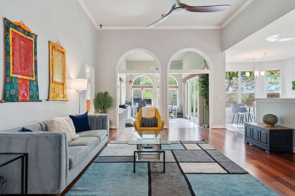 Interior, Living room, Pendant Lights, Wood Texture Flooring