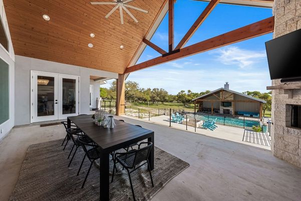 Exterior, Fireplace, Pool