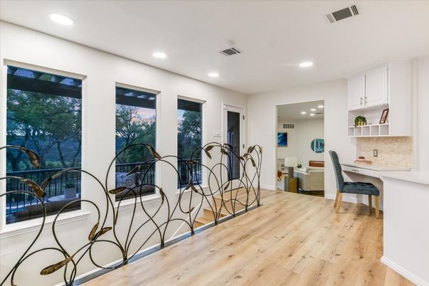 Home Office, Interior, Recessed Lighting, Wood Texture Flooring