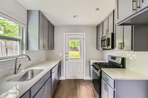 Interior, Kitchen, Recessed Lighting, Wood Texture Flooring
