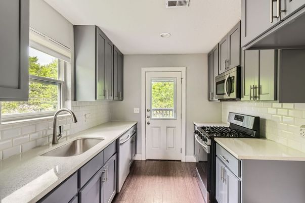 Interior, Kitchen, Recessed Lighting, Wood Texture Flooring