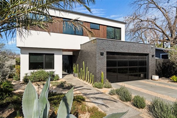 Attached, Exterior, Facade, Brick Facade, Modern