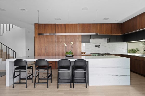 Interior, Kitchen, Pendant Lights, Recessed Lighting, Wood Texture Flooring