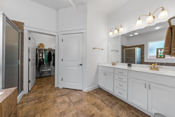 Bathroom, Dual Sink Vanities, Glass Shower, Interior