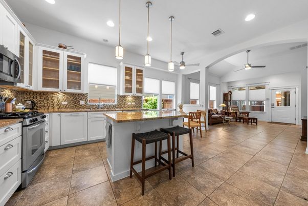 Dining room, Interior, Kitchen, Living room, Pendant Lights, Recessed Lighting