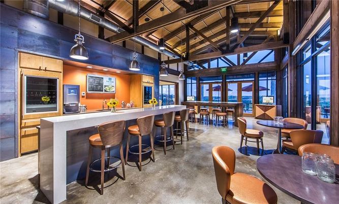 Dining room, Interior, Pendant Lights, Recessed Lighting, Wooden Beams