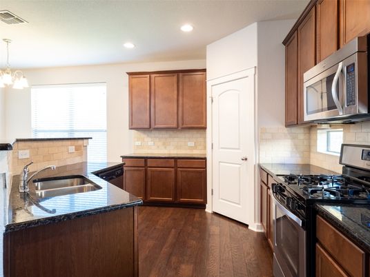 Interior, Kitchen, Pendant Lights, Recessed Lighting, Wood Texture Flooring