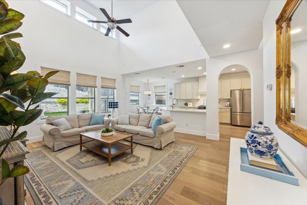 Interior, Kitchen, Living room, Pendant Lights, Recessed Lighting, Stainless Steel Appliances, Wood Texture Flooring