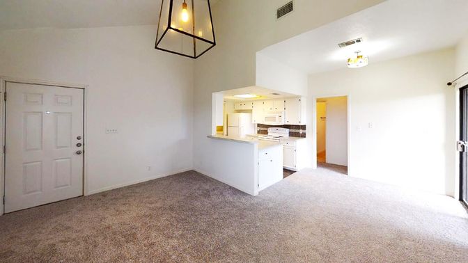Empty room, Interior, Kitchen, Pendant Lights