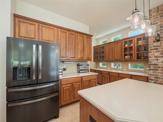 Interior, Kitchen, Pendant Lights, Stone Walls