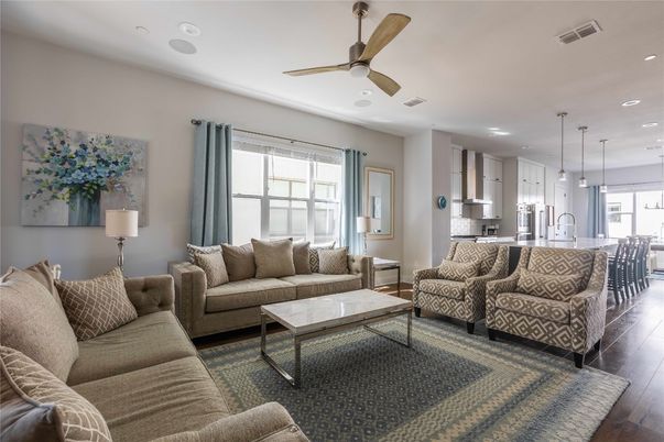 Interior, Kitchen, Living room, Pendant Lights, Recessed Lighting, Stainless Steel Appliances, Wood Texture Flooring