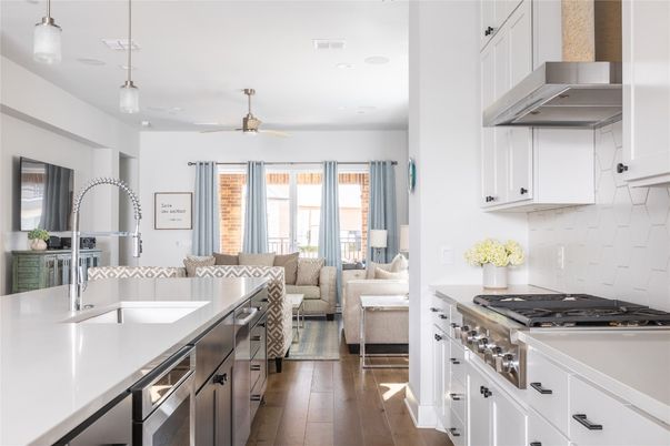 Interior, Kitchen, Living room, Pendant Lights, Recessed Lighting, Stainless Steel Appliances, Wood Texture Flooring