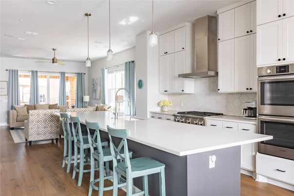 Interior, Kitchen, Living room, Pendant Lights, Recessed Lighting, Stainless Steel Appliances, Wood Texture Flooring