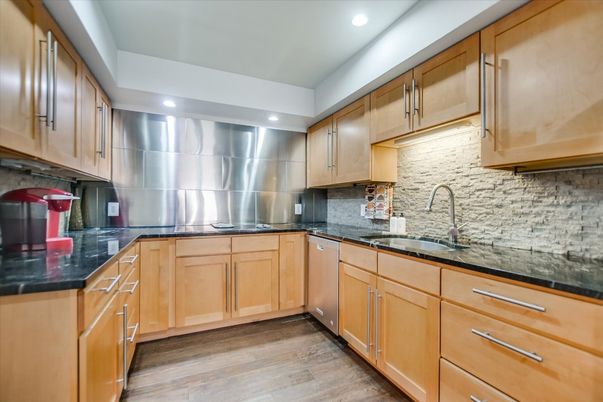 Interior, Kitchen, Recessed Lighting, Wood Texture Flooring