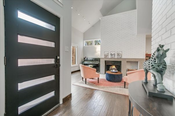 Fireplace, Interior, Living room, Stone Walls, Wood Texture Flooring
