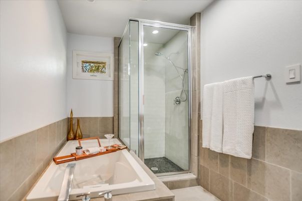Bathroom, Glass Shower, Interior, Recessed Lighting