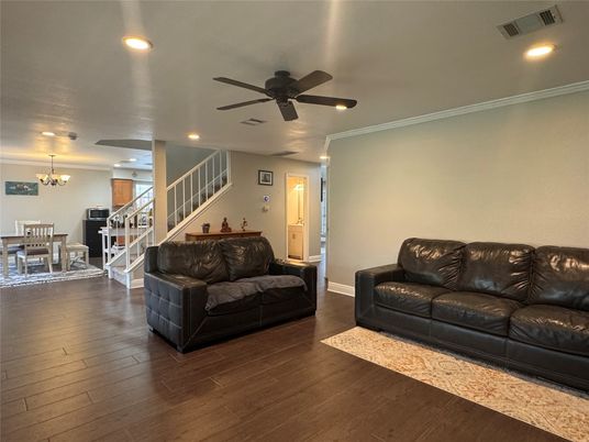 Chandelier, Dining room, Interior, Recessed Lighting, Wood Texture Flooring
