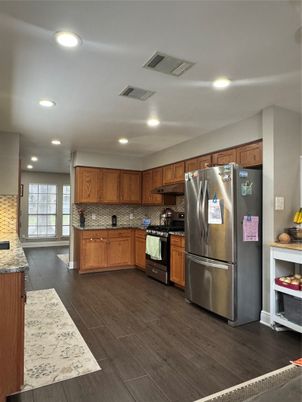 Interior, Kitchen, Recessed Lighting, Wood Texture Flooring