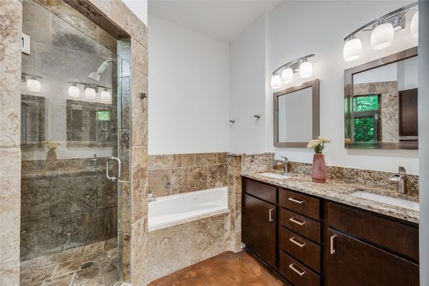 Bathroom, Dual Sink Vanities, Glass Shower, Interior