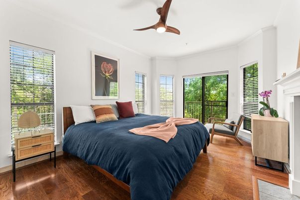 Bedroom, Fireplace, Interior, Wood Texture Flooring