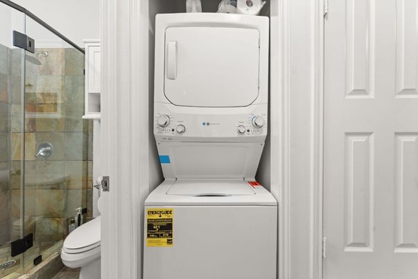 Bathroom, Glass Shower, Interior, Utility Closets, Washer