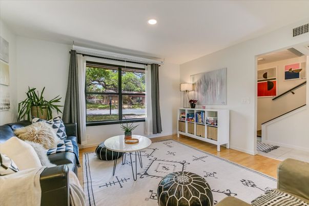 Interior, Living room, Recessed Lighting, Wood Texture Flooring