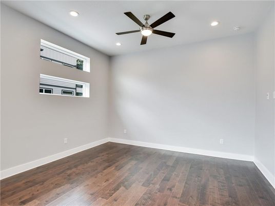 Empty room, Interior, Recessed Lighting, Wood Texture Flooring