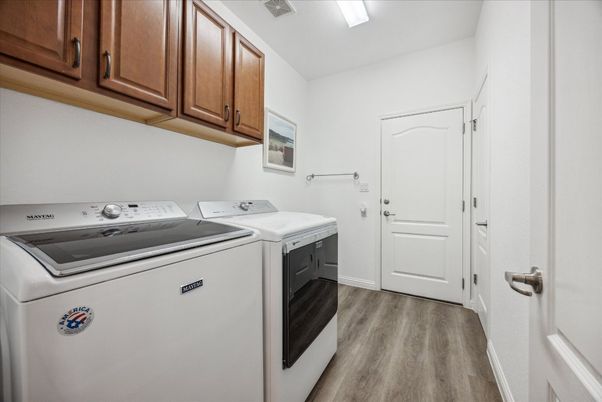 Interior, Washer, Wood Texture Flooring
