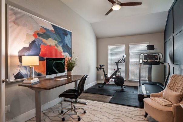 Fitness Equipment, Home Office, Interior, Wood Texture Flooring