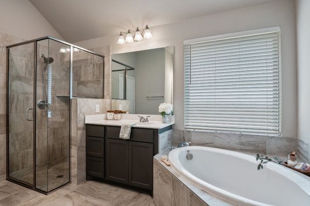 Bathroom, Dual Sink Vanities, Glass Shower, Interior