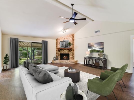 Fireplace, Interior, Living room, Stone Walls, Wood Texture Flooring
