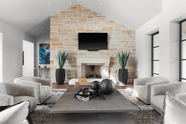 Fireplace, Interior, Stone Walls, Wood Texture Flooring